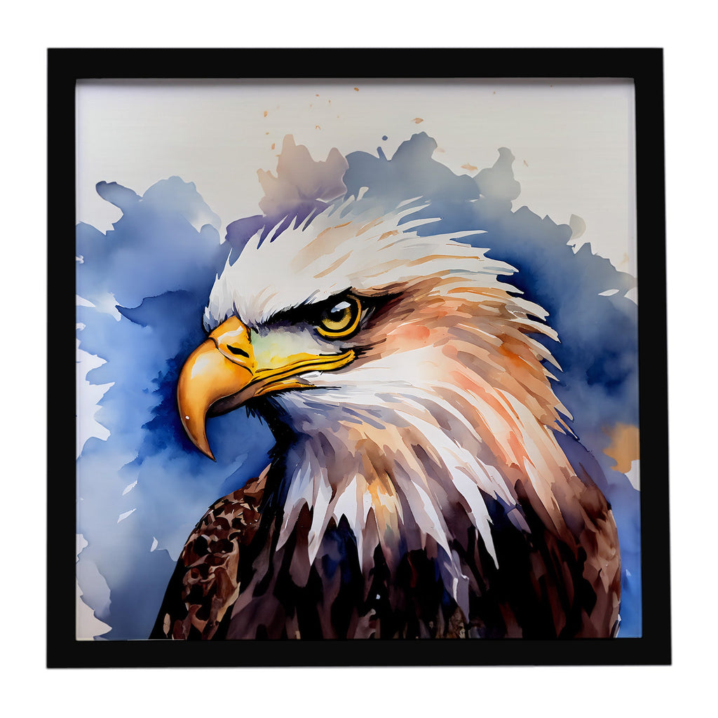 Bald Eagle Portrait Close-Up Framed Metal Print Bathroom, Kitchen, Office, Home Decor Wall Art Ready to Hang, Square, 8X8
