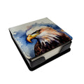 Bald Eagle Portrait Close-Up PU Leather Note Paper Holder with Artist-Designed Cover, Desk Accessory, Office Gift