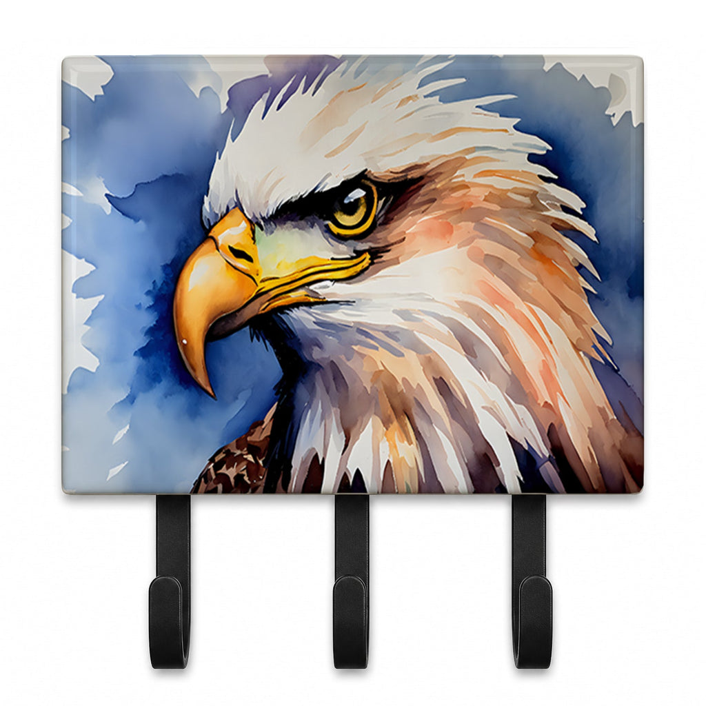 Bald Eagle Portrait Close-Up Leash or Key Holder Wall Hooks, Coat Rack Wall Mount, for Hanging Keys, Towels, Aprons, Leashes