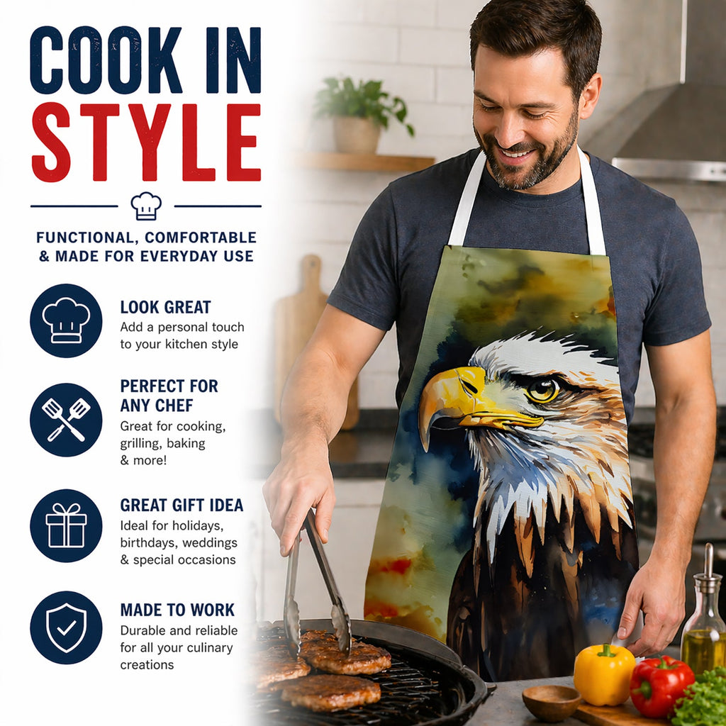 Bald Eagle Portrait Wildlife Apron Cooking Kitchen Server Baking Crafts Gardening for Adult Women Men, Unisex, Large, Multicolor