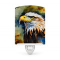 Bald Eagle Portrait Wildlife Ceramic Night Light Compact, UL-Certified, Ideal for Bedroom, Bathroom, Nursery, Hallway, Kitchen, 6x4x3, Multicolor