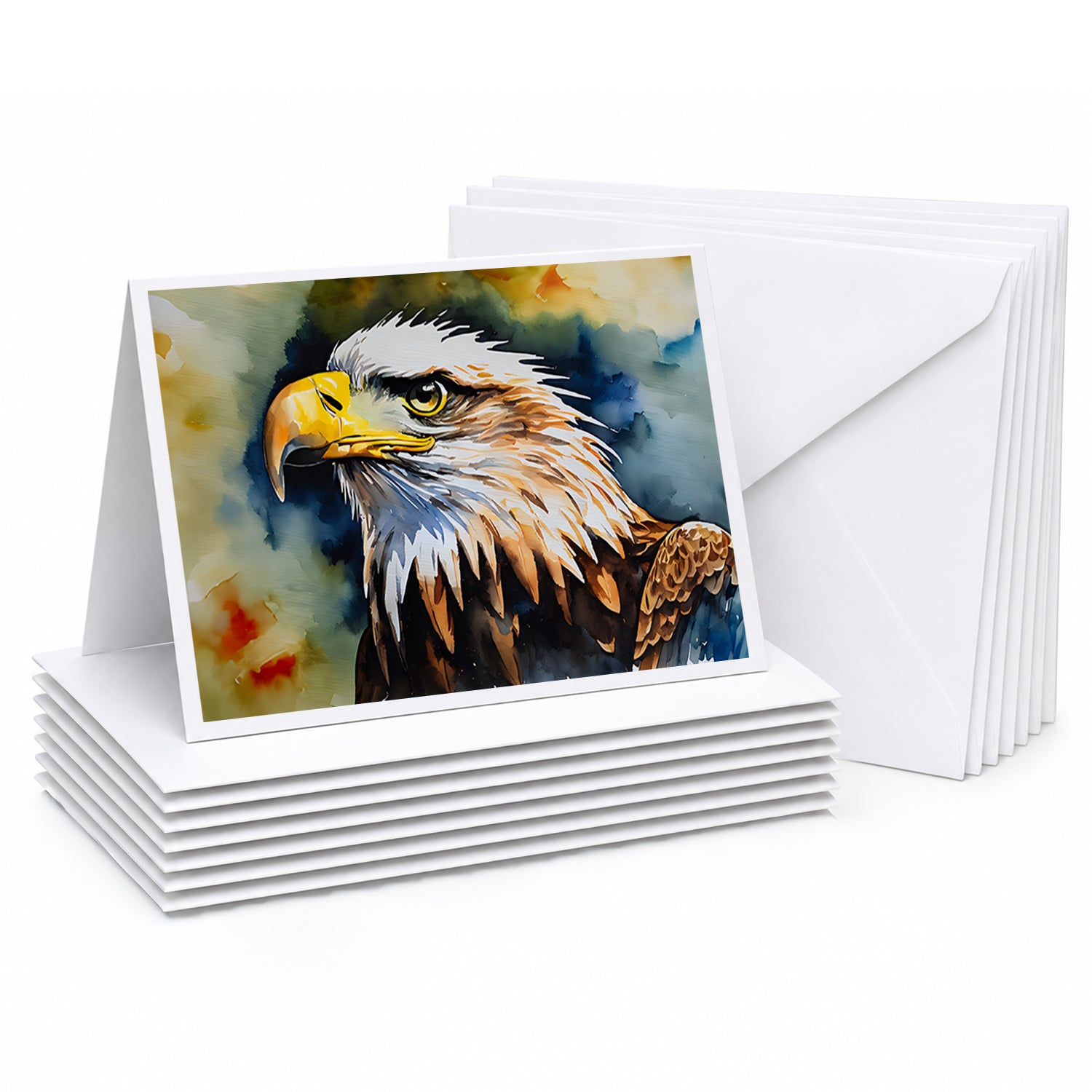 Bald Eagle Portrait Wildlife Greeting Cards Pack of 8 Blank Cards with Envelopes Whimsical A7 Size 5x7