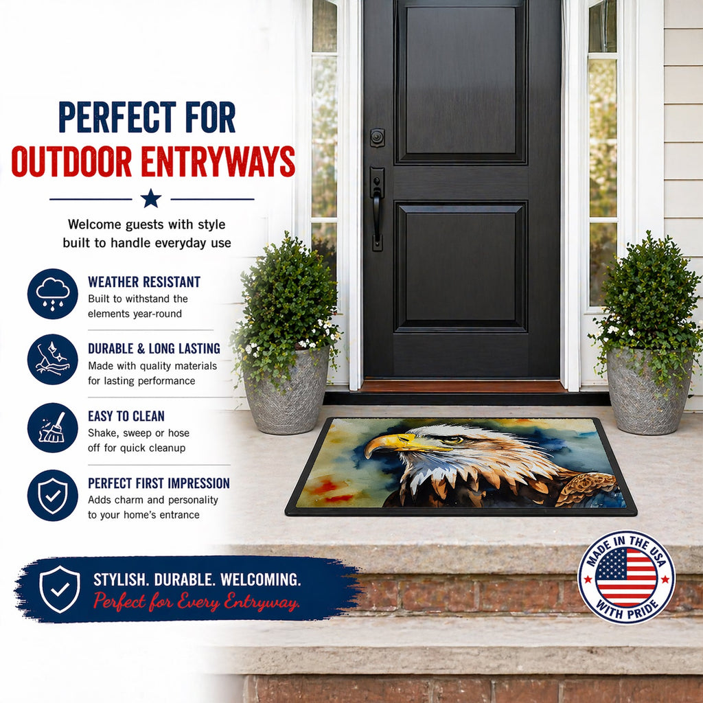 Bald Eagle Portrait Wildlife Doormat Indoor Outdoor 24H X 36W Front Door Mat Rugs for Entryway, Non Slip Washable Low Pile,