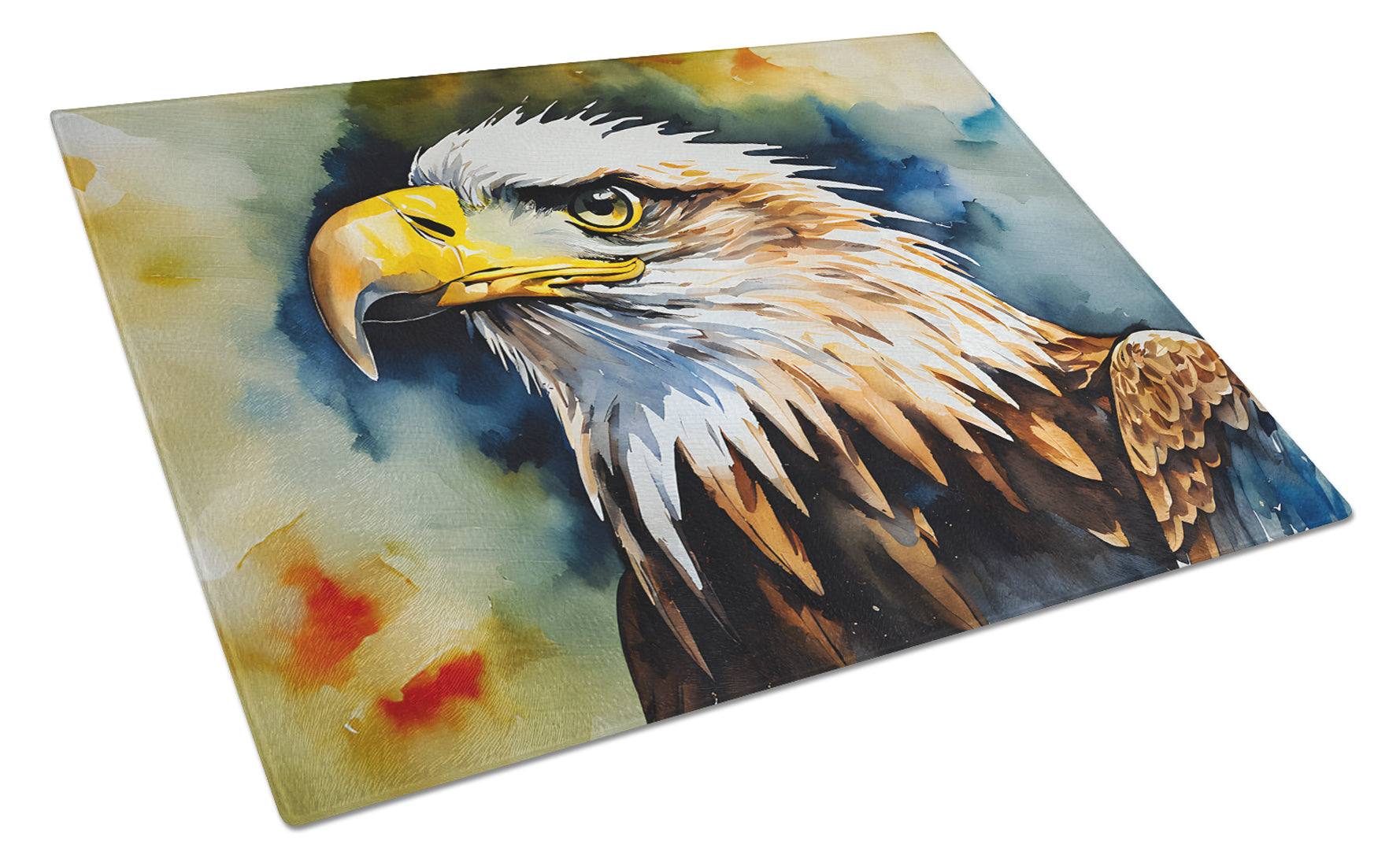 Bald Eagle Portrait Wildlife Cutting Board Tempered Glass Kitchen Cutting Surface, Heat Resistant Chopping, Non-Slip Feet, Food Prep & Serving