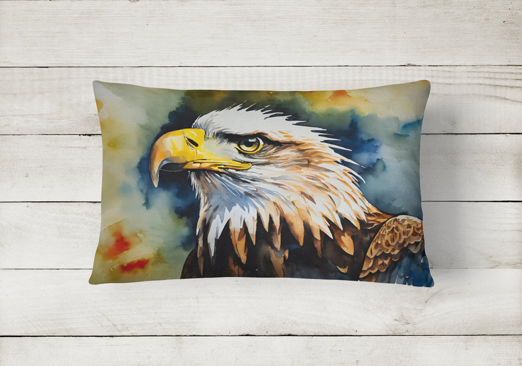 Bald Eagle Portrait Wildlife Decorative Throw Pillow 12x16 Indoor Outdoor Accent Cushion, Fabric Cover with Insert for Sofa, Bed, Porch & Living Room