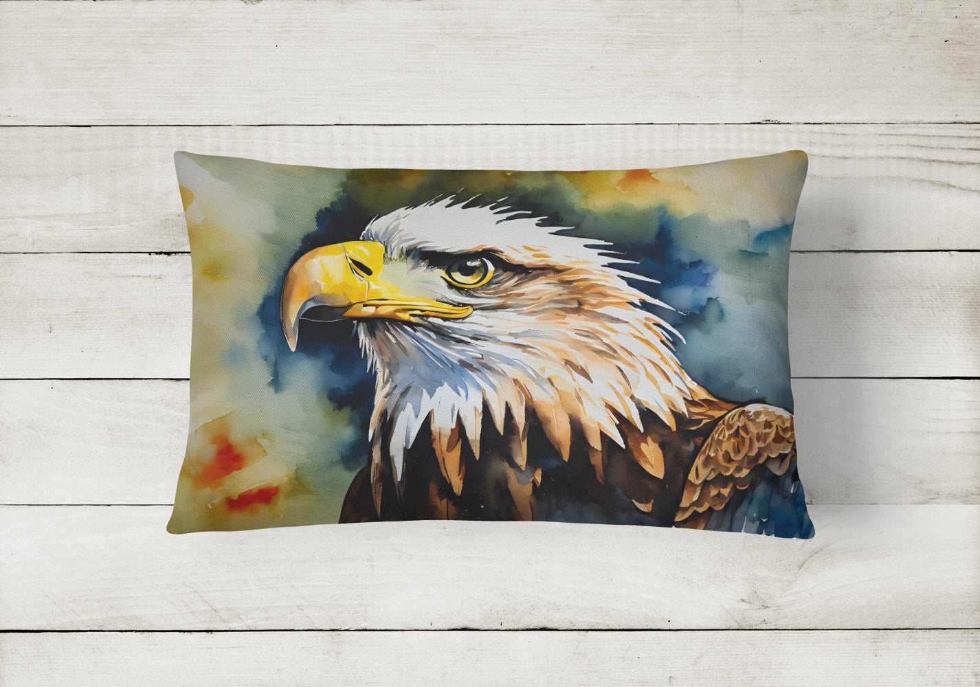 Bald Eagle Portrait Wildlife Decorative Throw Pillow 12x16 Indoor Outdoor Accent Cushion, Fabric Cover with Insert for Sofa, Bed, Porch & Living Room