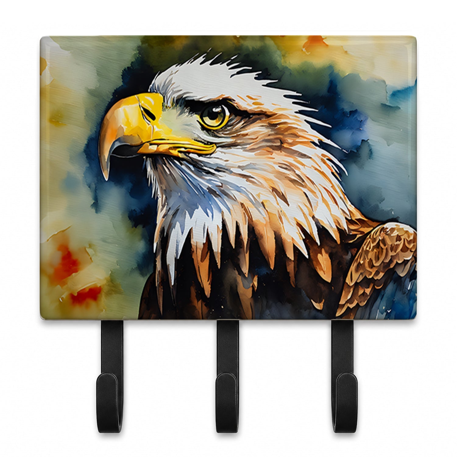 Bald Eagle Portrait Wildlife Leash or Key Holder Wall Hooks, Coat Rack Wall Mount, for Hanging Keys, Towels, Aprons, Leashes