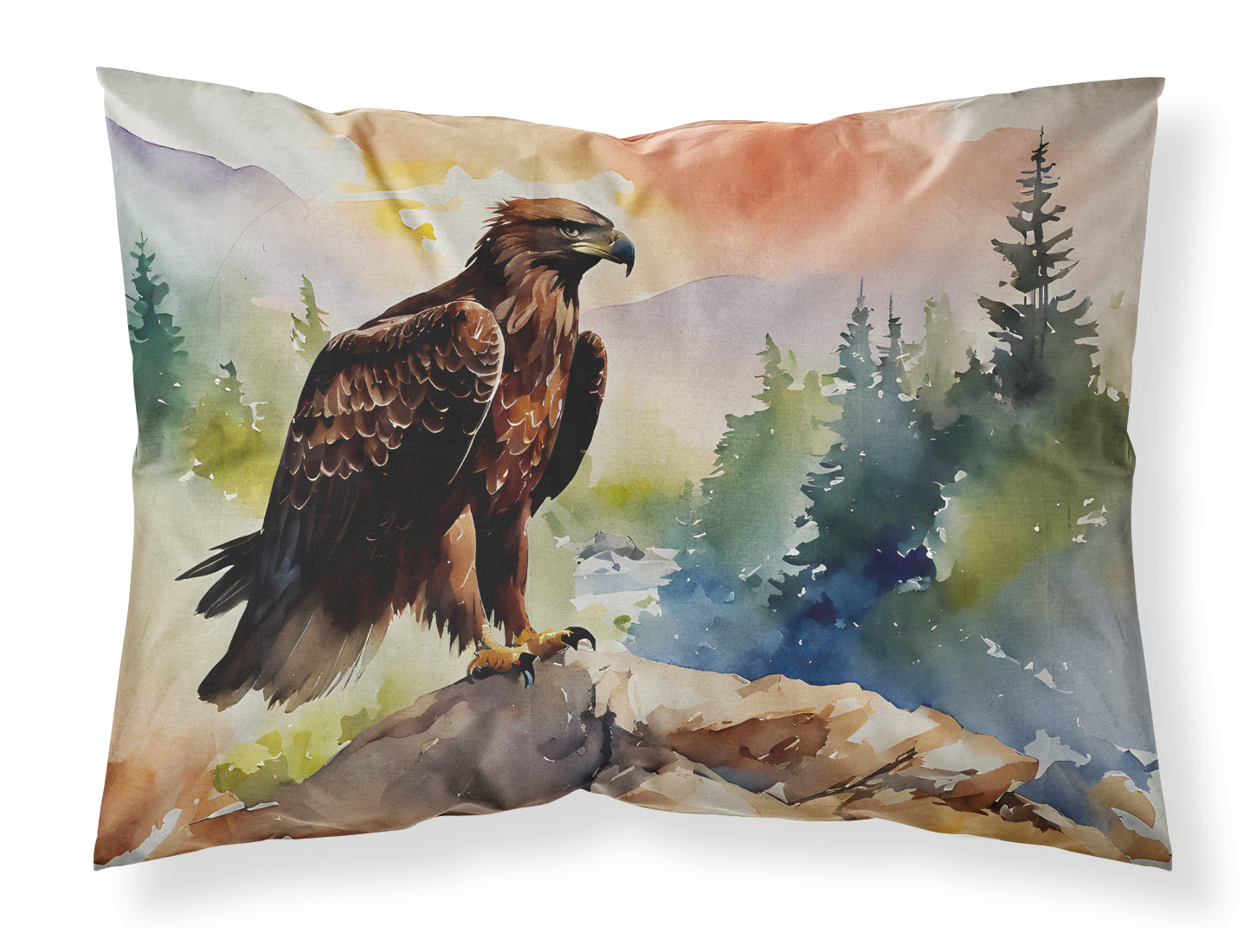 Bald Eagle Perched Mountain Landscape Standard Pillowcase Lightweight Super Soft Easy Care Decorative Artwork Pillowcase, Standard