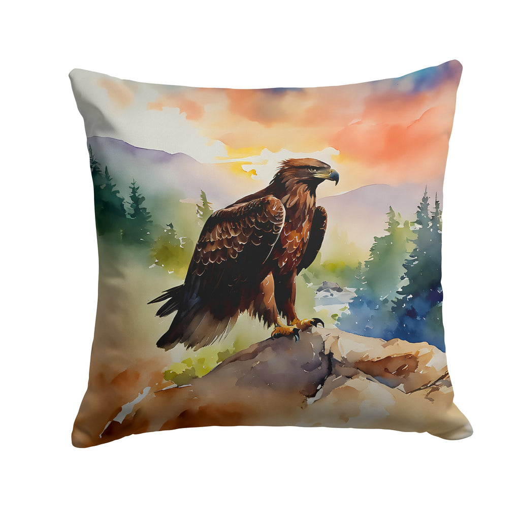 Bald Eagle Perched Mountain Landscape Decorative Throw Pillow 14x14 Indoor Outdoor Accent Cushion, Fabric Cover with Insert for Sofa, Bed, Porch & Living Room
