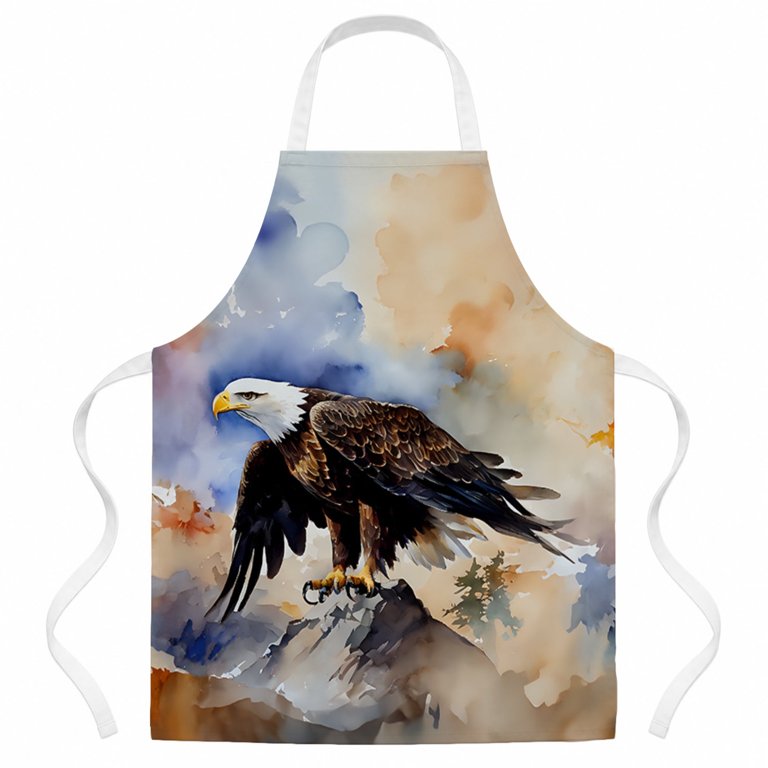 Bald Eagle Perched Rock Wildlife Apron Cooking Kitchen Server Baking Crafts Gardening for Adult Women Men, Unisex, Large, Multicolor
