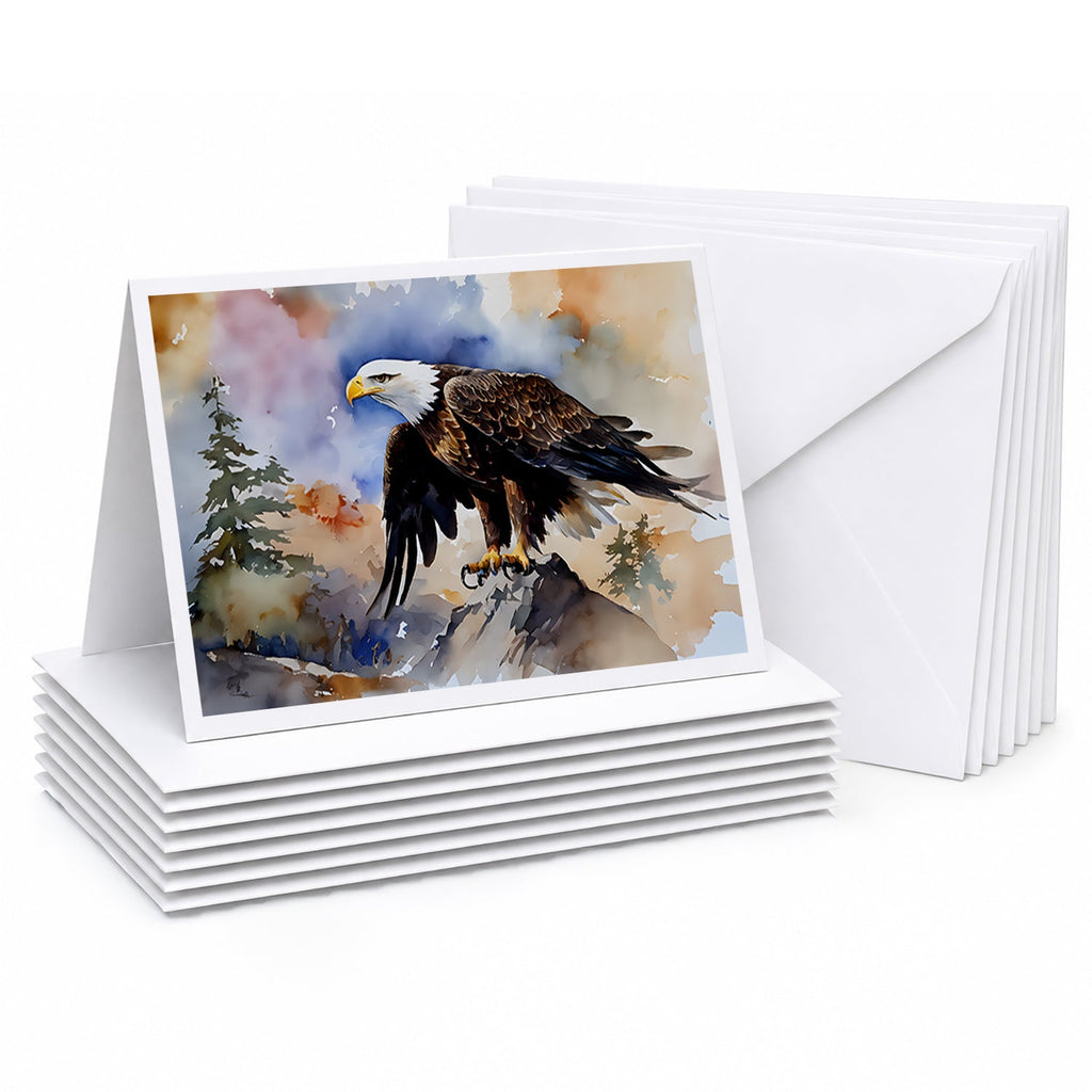 Bald Eagle Perched Rock Wildlife Greeting Cards Pack of 8 Blank Cards with Envelopes Whimsical A7 Size 5x7
