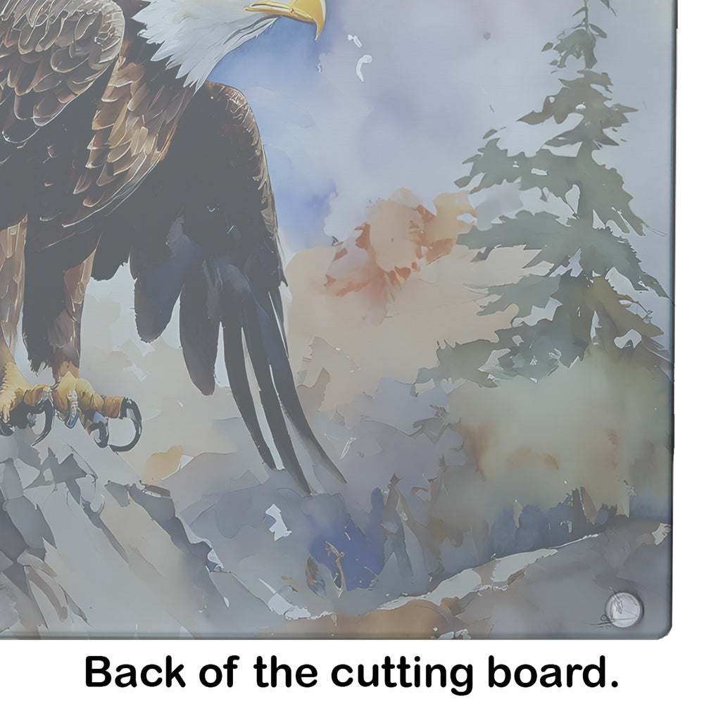 Bald Eagle Perched Rock Wildlife Cutting Board Tempered Glass Kitchen Cutting Surface, Heat Resistant Chopping, Non-Slip Feet, Food Prep & Serving