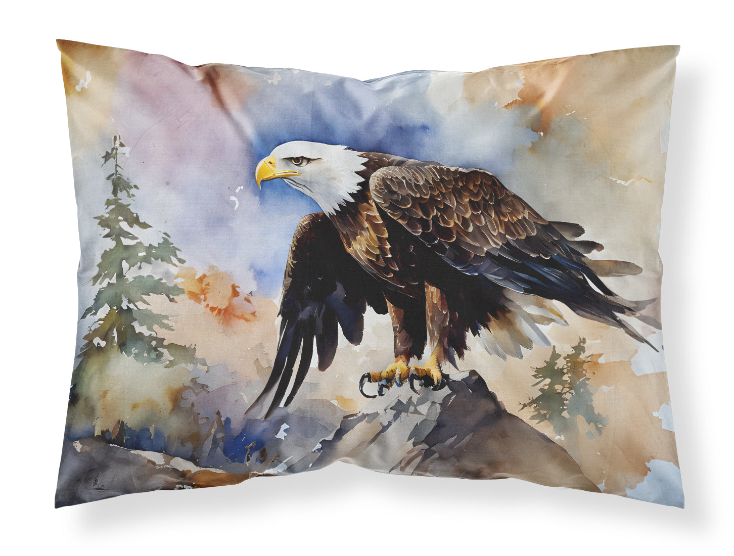 Bald Eagle Perched Rock Wildlife Standard Pillowcase Lightweight Super Soft Easy Care Decorative Artwork Pillowcase, Standard