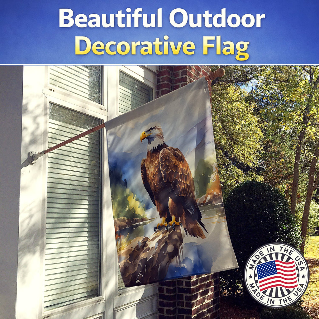 Bald Eagle Mountain Scene House Flag 28x40 Porch Sleeve Pole Decorative Outside Yard Banner Artwork Wall Hanging, Polyester