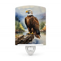 Bald Eagle Mountain Scene Ceramic Night Light Compact, UL-Certified, Ideal for Bedroom, Bathroom, Nursery, Hallway, Kitchen, 6x4x3, Multicolor