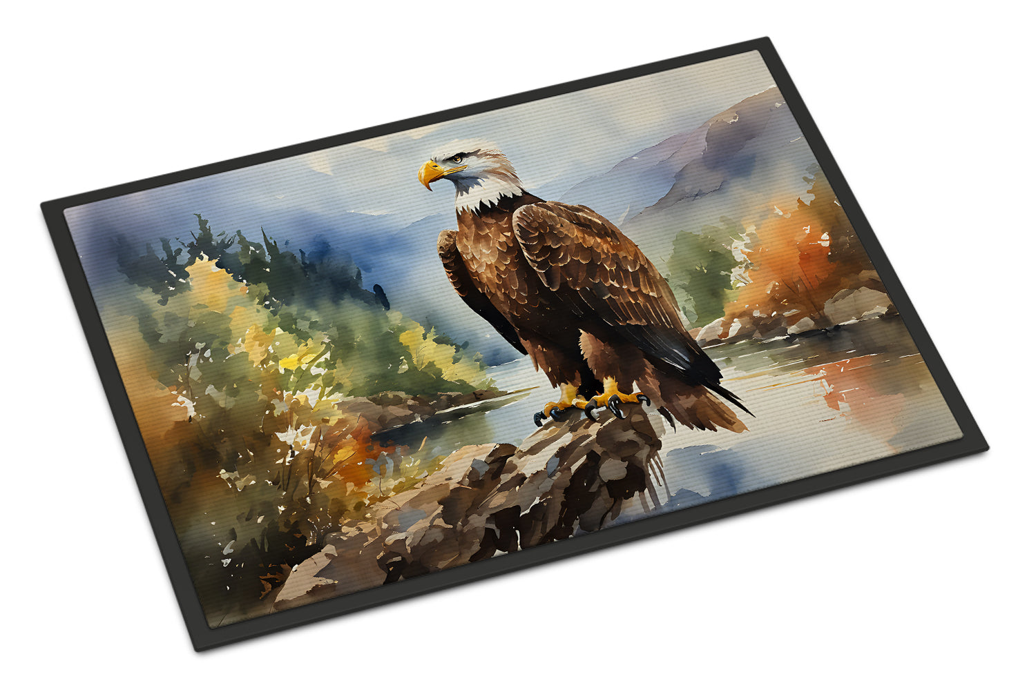Bald Eagle Mountain Scene Doormat Indoor Outdoor 24H X 36W Front Door Mat Rugs for Entryway, Non Slip Washable Low Pile,