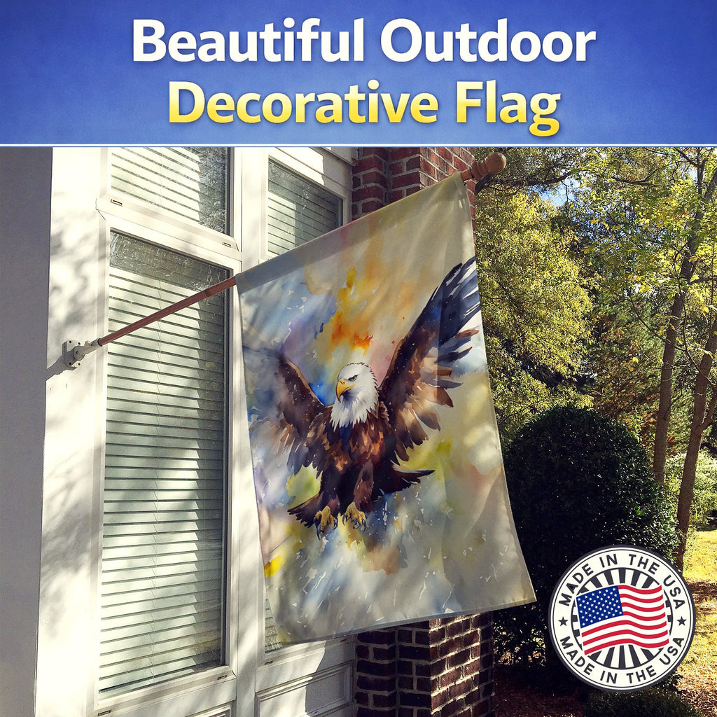 Bald Eagle Flying Wings Spread House Flag 28x40 Porch Sleeve Pole Decorative Outside Yard Banner Artwork Wall Hanging, Polyester