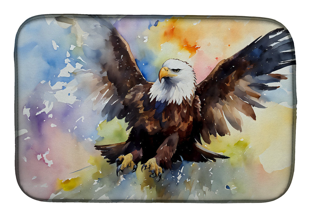 Bald Eagle Flying Wings Spread Dish Drying Mat Absorbent Dish Drying Mat Pad for Kitchen Counter Dish Drainer Mat for Countertop, 14 x 21", Multicolor