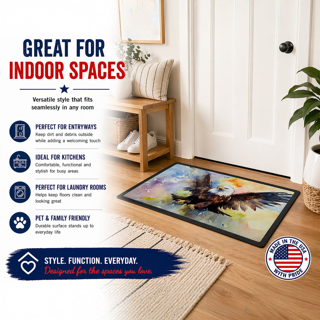 Bald Eagle Flying Wings Spread Doormat Indoor Outdoor 24H X 36W Front Door Mat Rugs for Entryway, Non Slip Washable Low Pile,