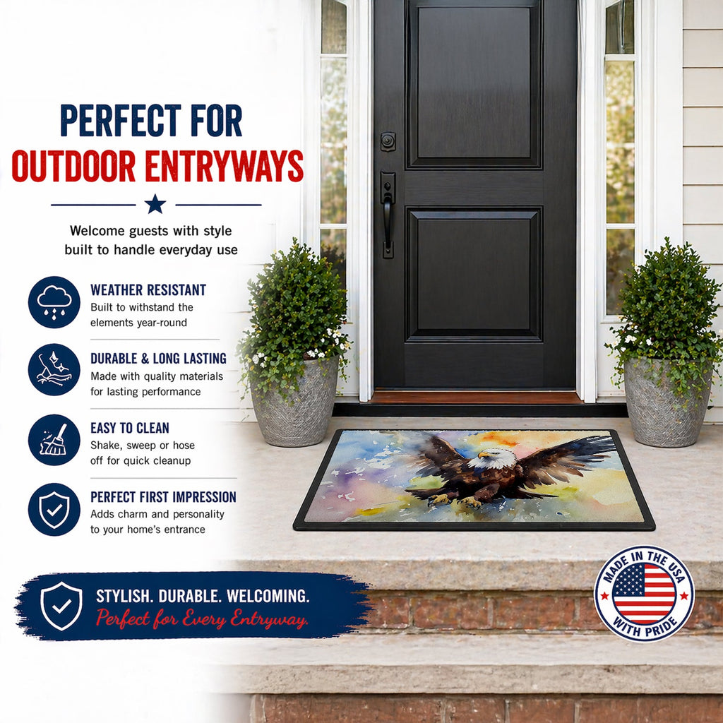 Bald Eagle Flying Wings Spread Doormat Indoor Outdoor 18H X 27W Front Door Mat Rugs for Entryway, Non Slip Washable