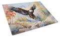 Bald Eagle Landing Wings Spread Cutting Board Tempered Glass Kitchen Cutting Surface, Heat Resistant Chopping, Non-Slip Feet, Food Prep & Serving