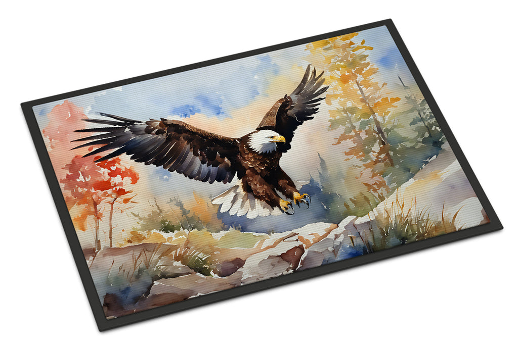 Bald Eagle Landing Wings Spread Doormat Indoor Outdoor 18H X 27W Front Door Mat Rugs for Entryway, Non Slip Washable