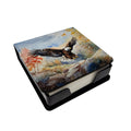 Bald Eagle Landing Wings Spread PU Leather Note Paper Holder with Artist-Designed Cover, Desk Accessory, Office Gift