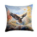 Bald Eagle Landing Wings Spread Decorative Throw Pillow 18x18 Indoor Outdoor Accent Cushion, Fabric Cover with Insert for Sofa, Bed, Porch & Living Room