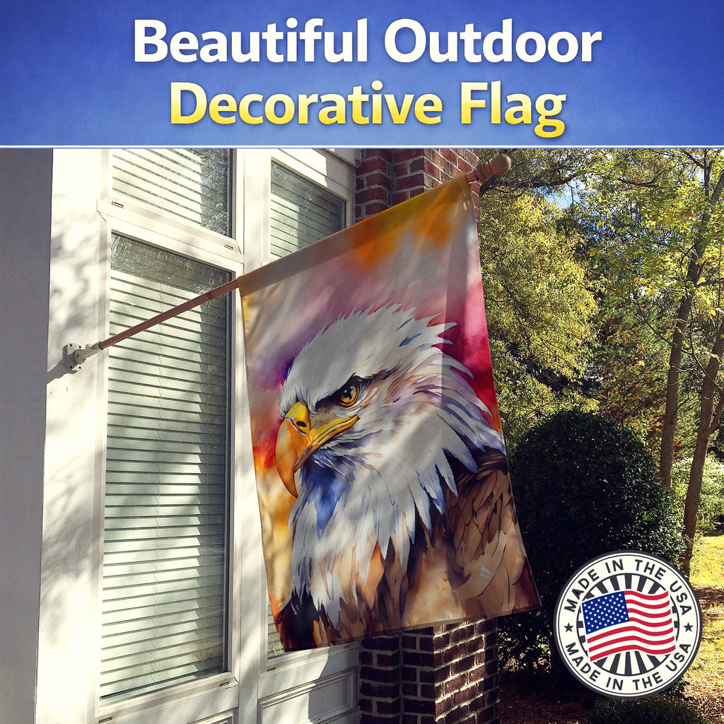Bald Eagle Portrait Side View House Flag 28x40 Porch Sleeve Pole Decorative Outside Yard Banner Artwork Wall Hanging, Polyester