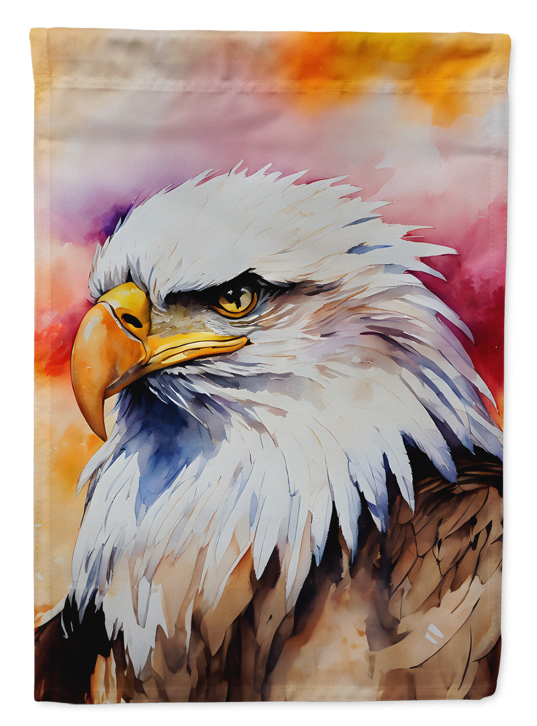 Bald Eagle Portrait Side View House Flag 28x40 Porch Sleeve Pole Decorative Outside Yard Banner Artwork Wall Hanging, Polyester