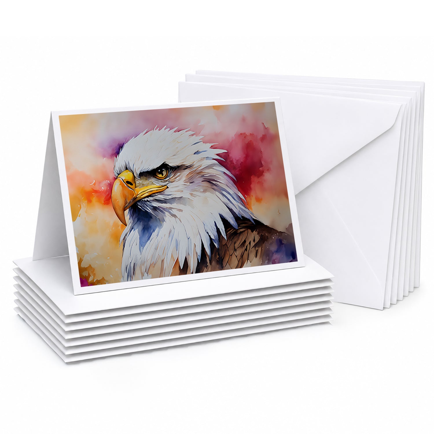 Bald Eagle Portrait Side View Greeting Cards Pack of 8 Blank Cards with Envelopes Whimsical A7 Size 5x7
