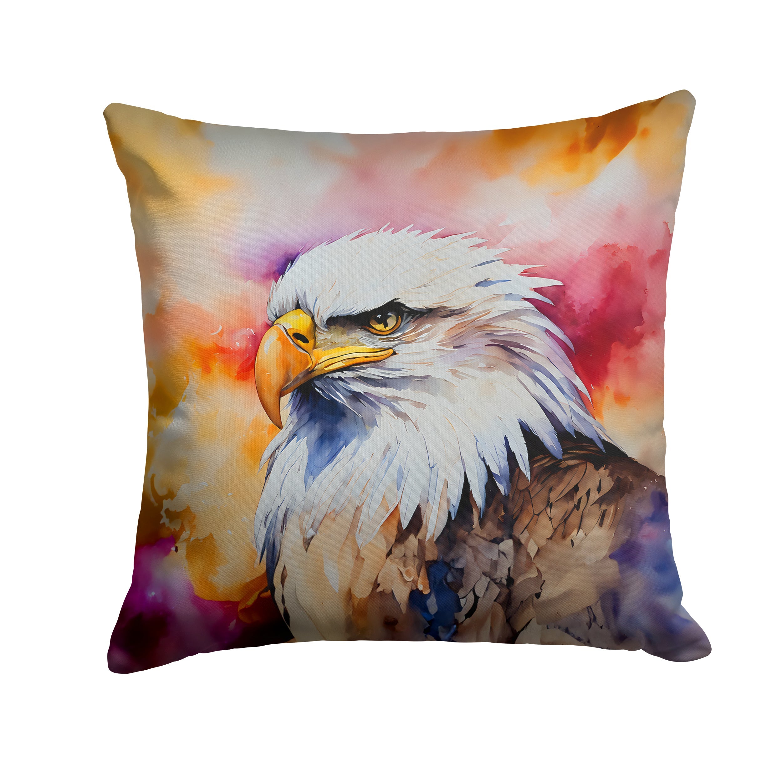 Bald Eagle Portrait Side View Decorative Throw Pillow 18x18 Indoor Outdoor Accent Cushion, Fabric Cover with Insert for Sofa, Bed, Porch & Living Room