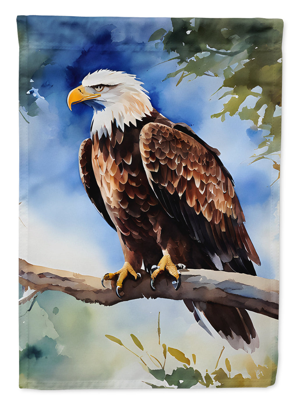 Bald Eagle Perched Tree Branch House Flag 28x40 Porch Sleeve Pole Decorative Outside Yard Banner Artwork Wall Hanging, Polyester