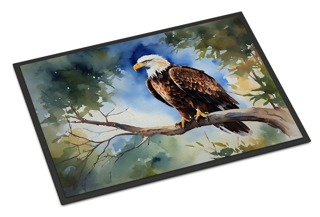 Bald Eagle Perched Tree Branch Doormat Indoor Outdoor 18H X 27W Front Door Mat Rugs for Entryway, Non Slip Washable