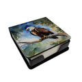 Bald Eagle Perched Tree Branch PU Leather Note Paper Holder with Artist-Designed Cover, Desk Accessory, Office Gift