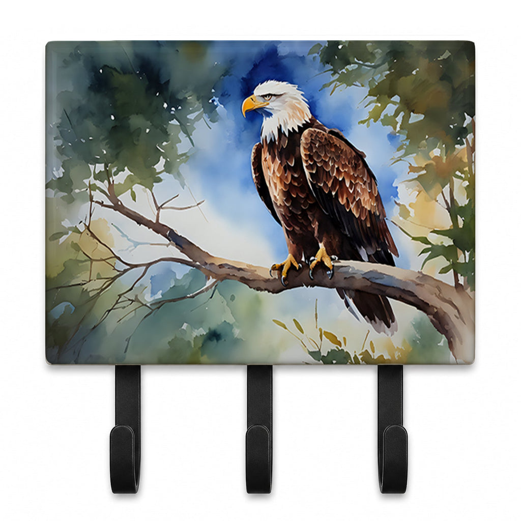 Bald Eagle Perched Tree Branch Leash or Key Holder Wall Hooks, Coat Rack Wall Mount, for Hanging Keys, Towels, Aprons, Leashes