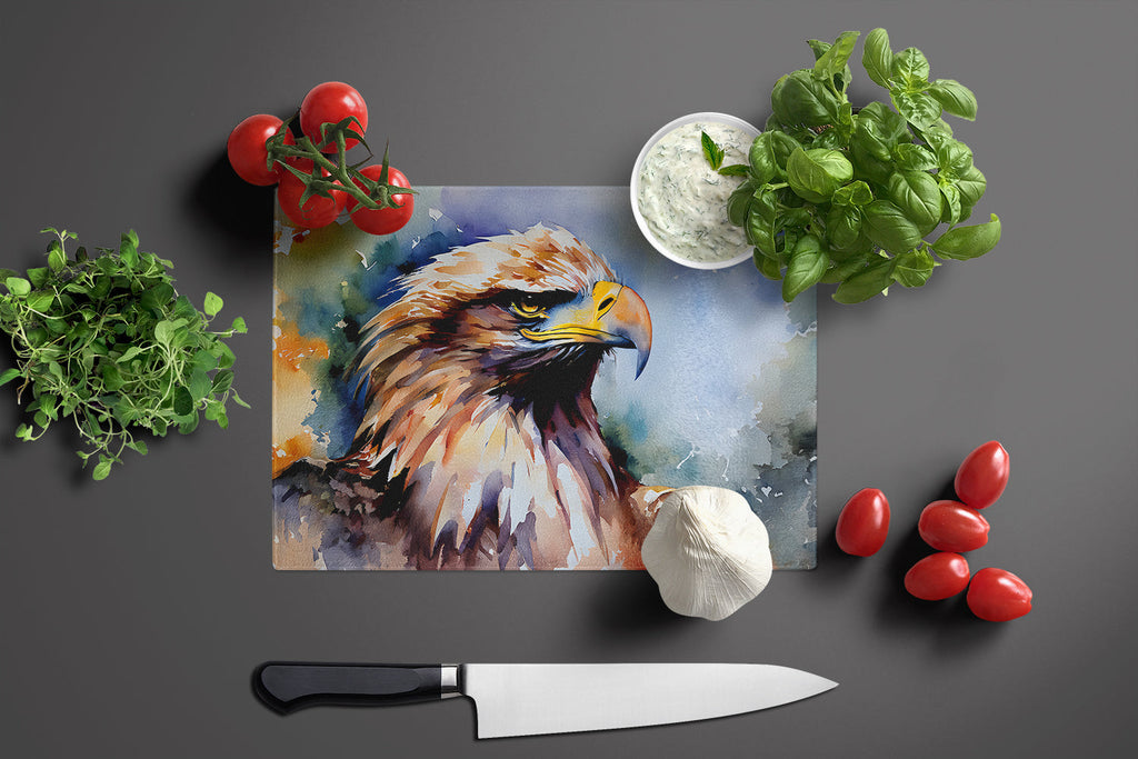 Bald Eagle Portrait Close Detail Cutting Board Tempered Glass Kitchen Cutting Surface, Heat Resistant Chopping, Non-Slip Feet, Food Prep & Serving