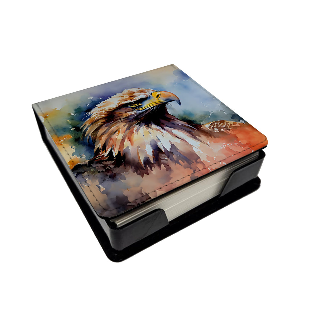Bald Eagle Portrait Close Detail PU Leather Note Paper Holder with Artist-Designed Cover, Desk Accessory, Office Gift