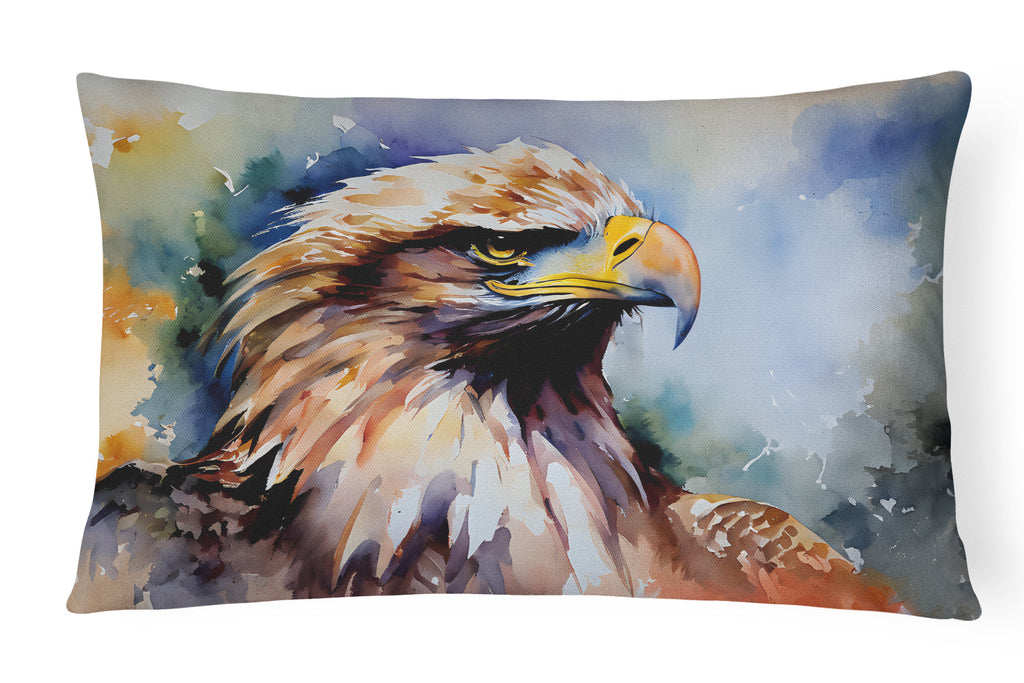 Bald Eagle Portrait Close Detail Decorative Throw Pillow 12x16 Indoor Outdoor Accent Cushion, Fabric Cover with Insert for Sofa, Bed, Porch & Living Room