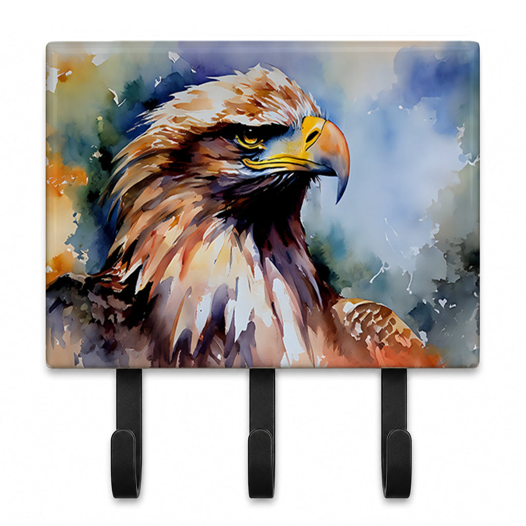 Bald Eagle Portrait Close Detail Leash or Key Holder Wall Hooks, Coat Rack Wall Mount, for Hanging Keys, Towels, Aprons, Leashes