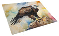 Bald Eagle Perched Rock Wildlife Cutting Board Tempered Glass Kitchen Cutting Surface, Heat Resistant Chopping, Non-Slip Feet, Food Prep & Serving