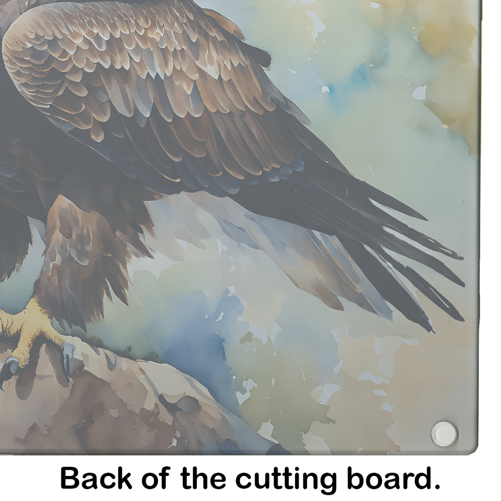 Bald Eagle Perched Rock Wildlife Cutting Board Tempered Glass Kitchen Cutting Surface, Heat Resistant Chopping, Non-Slip Feet, Food Prep & Serving