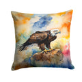 Bald Eagle Perched Rock Wildlife Decorative Throw Pillow 18x18 Indoor Outdoor Accent Cushion, Fabric Cover with Insert for Sofa, Bed, Porch & Living Room