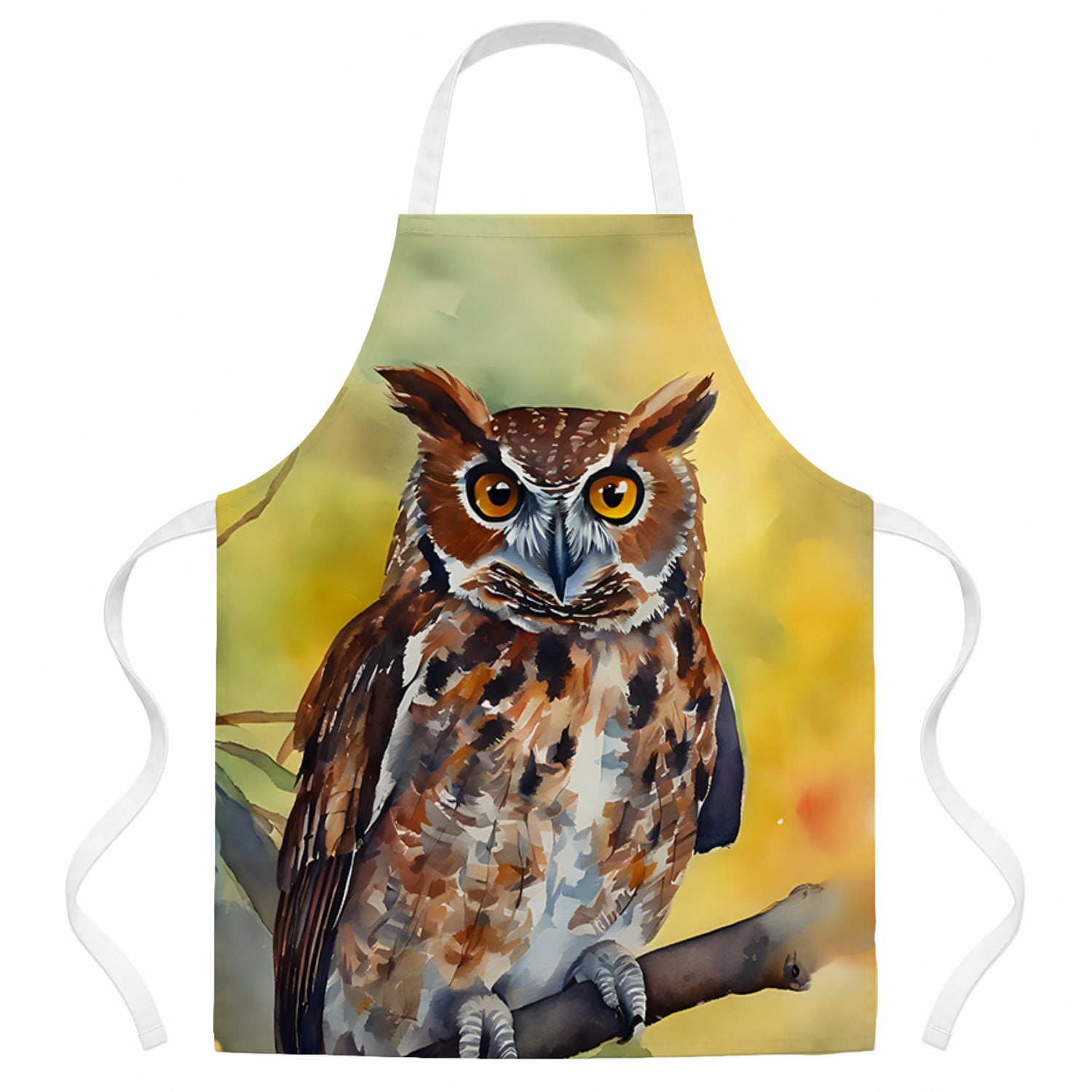 Eastern Screech Owl Wildlife Portrait Apron Cooking Kitchen Server Baking Crafts Gardening for Adult Women Men, Unisex, Large, Multicolor