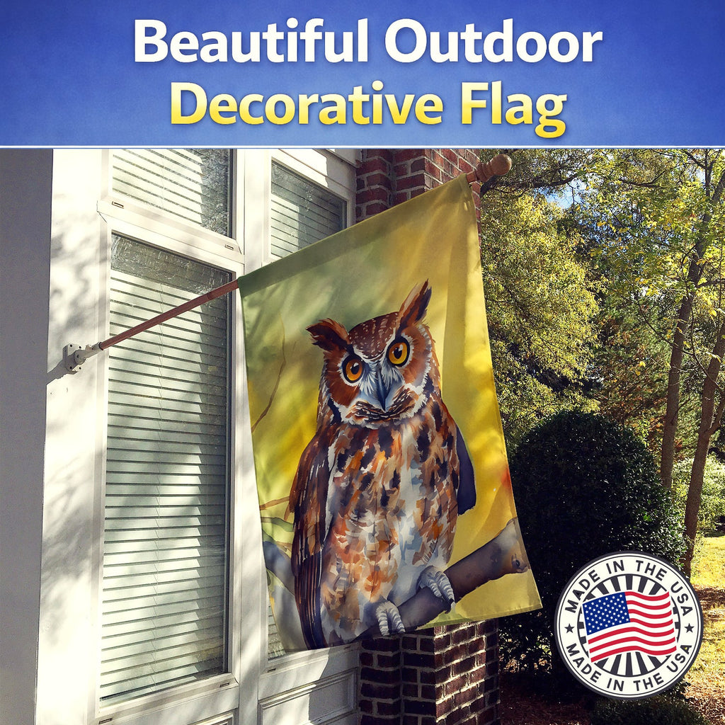 Eastern Screech Owl Wildlife Portrait House Flag 28x40 Porch Sleeve Pole Decorative Outside Yard Banner Artwork Wall Hanging, Polyester