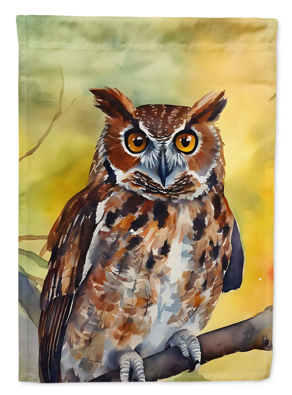 Eastern Screech Owl Wildlife Portrait House Flag 28x40 Porch Sleeve Pole Decorative Outside Yard Banner Artwork Wall Hanging, Polyester