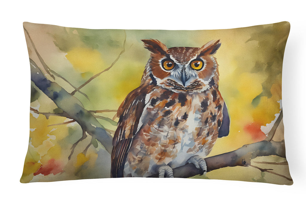 Eastern Screech Owl Wildlife Portrait Decorative Throw Pillow 12x16 Indoor Outdoor Accent Cushion, Fabric Cover with Insert for Sofa, Bed, Porch & Living Room