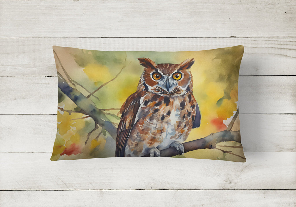 Eastern Screech Owl Wildlife Portrait Decorative Throw Pillow 12x16 Indoor Outdoor Accent Cushion, Fabric Cover with Insert for Sofa, Bed, Porch & Living Room