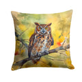 Eastern Screech Owl Wildlife Portrait Decorative Throw Pillow 14x14 Indoor Outdoor Accent Cushion, Fabric Cover with Insert for Sofa, Bed, Porch & Living Room