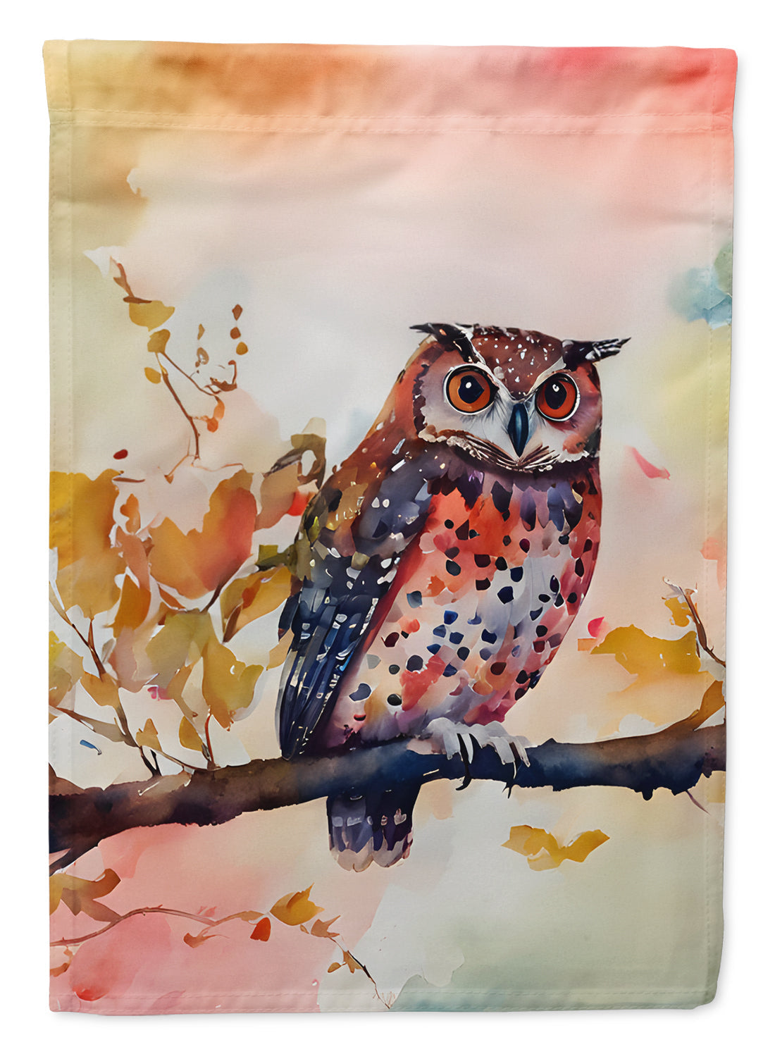 Elf Owl on Blossom Branch House Flag 28x40 Porch Sleeve Pole Decorative Outside Yard Banner Artwork Wall Hanging, Polyester